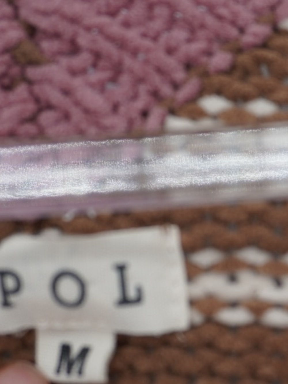 Pol Chenille Pink And Brown Floral Contrast Color Block Crochet OverSized M - Picture 8 of 14